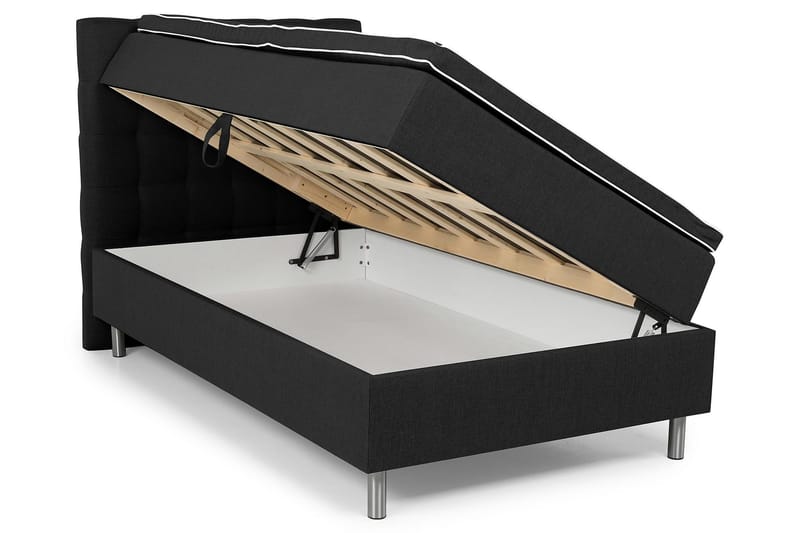 Box Bed Suset 120x200 - Mörkgrå - Säng med förvaring - Komplett sängpaket