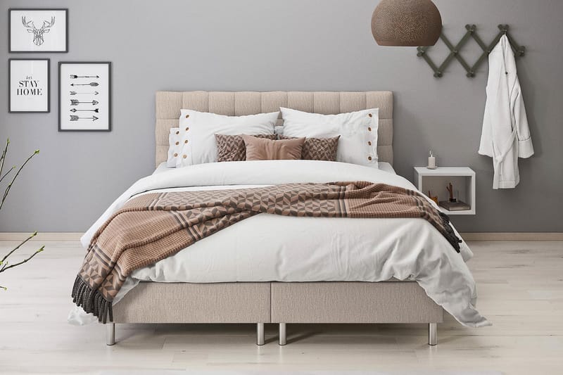 Box Bed Suset 140x200 - Beige - Möbler - Säng - Säng med förvaring - Dubbelsäng med förvaring