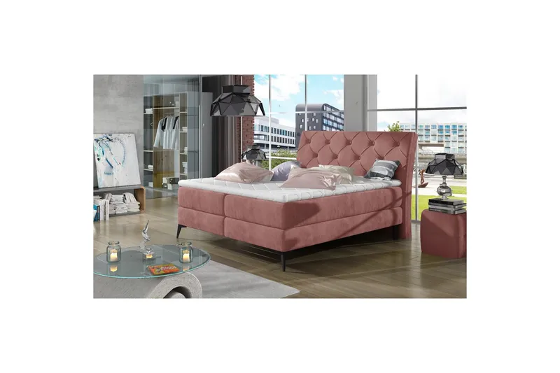 Boxspring Eltap Laos, Kronos 29, Rosa, 140x200 cm