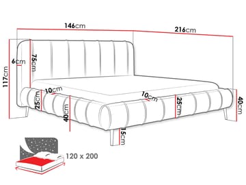 Calrosin Sängram på ben 120x200 cm med Förvaring - Rosa - Möbler - Säng - Säng med förvaring