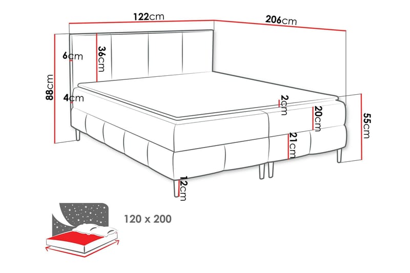 Celestine Förvaringssäng 120x200 cm - Vit - Möbler - Säng - Säng med förvaring