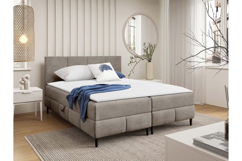 Celestine Förvaringssäng 200x200 cm - Grå - Möbler - Säng - Säng med förvaring - Dubbelsäng med förvaring
