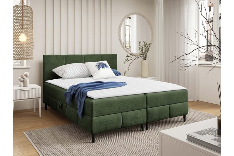 Celestine Förvaringssäng 200x200 cm - Grön - Möbler - Säng - Säng med förvaring - Dubbelsäng med förvaring