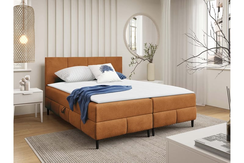 Celestine Förvaringssäng 200x200 cm - Orange - Möbler - Säng - Säng med förvaring - Dubbelsäng med förvaring