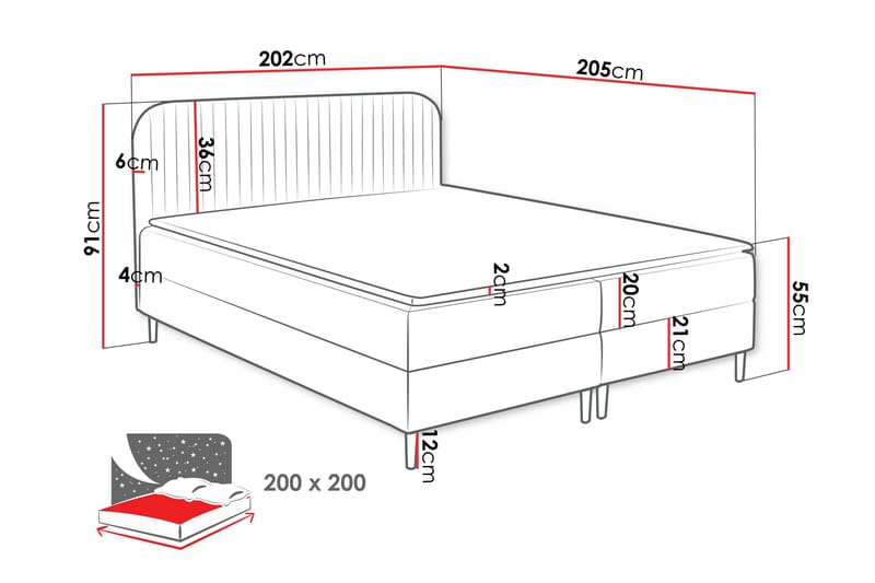 Celestine Förvaringssäng 200x200 cm - Svart - Möbler - Säng - Säng med förvaring - Dubbelsäng med förvaring
