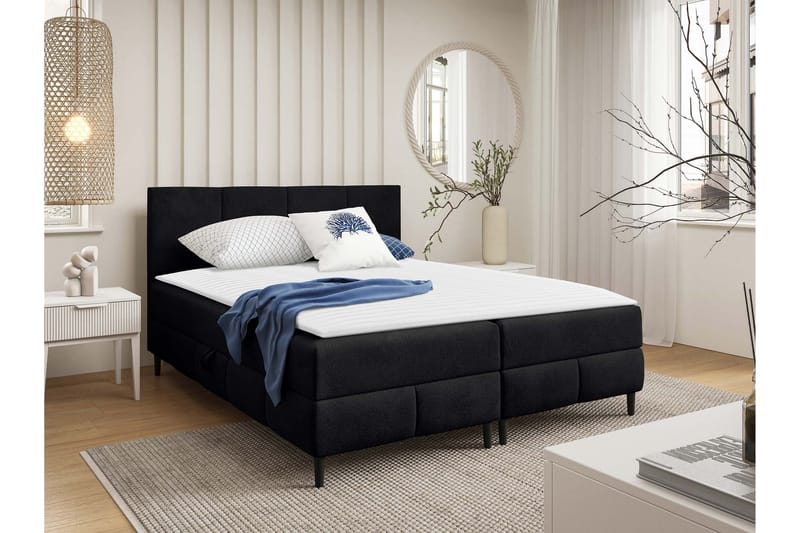 Celestine Förvaringssäng 200x200 cm - Svart - Möbler - Säng - Säng med förvaring - Dubbelsäng med förvaring