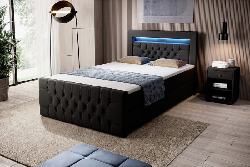 Celio Sängpaket med förvaring 120x200 - Svart Pu - Säng med förvaring - Komplett sängpaket