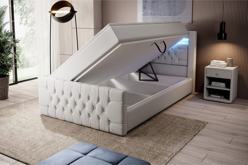Celio Sängpaket med förvaring 120x200 - Vit PU - Säng med förvaring - Komplett sängpaket