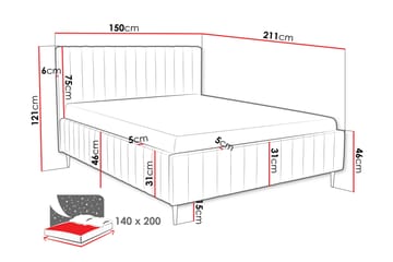 Desio Förvaringssäng 140x200 cm - Beige - Möbler - Säng - Säng med förvaring