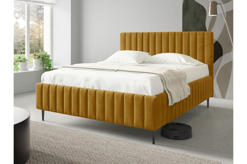 Desio Förvaringssäng 160x200 cm - Gul - Möbler - Säng - Säng med förvaring - Dubbelsäng med förvaring