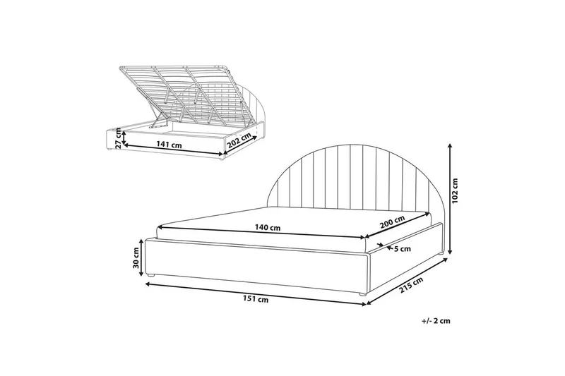 Dubbelsäng Chadenet med förvaring 140x200 cm - 140x200 cm - Möbler - Säng - Säng med förvaring