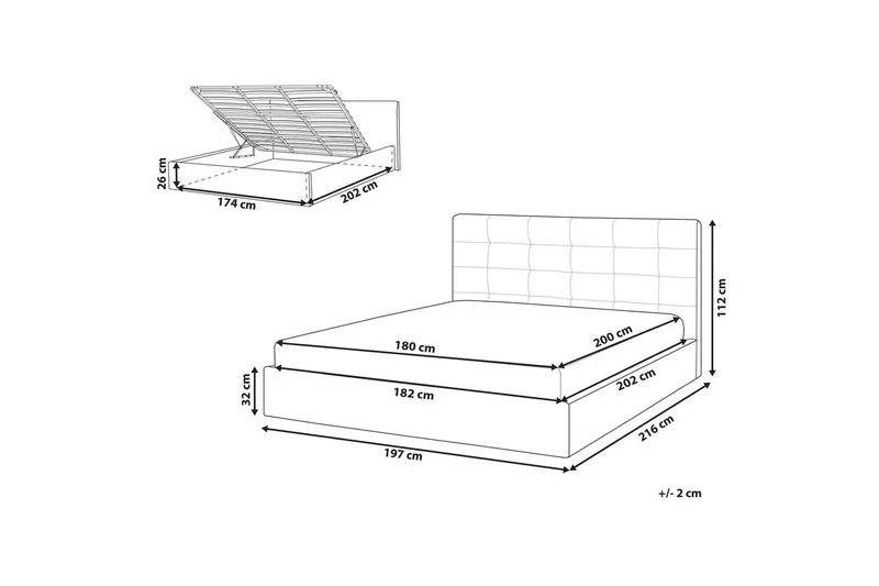 Dubbelsäng Lorient med förvaring 180x200 cm - 180x200 cm - Möbler - Säng - Säng med förvaring
