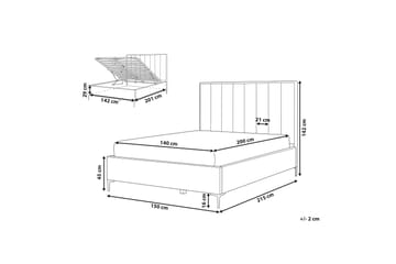 Dubbelsäng med förvaring 140x200 cm grå SEZANNE - Grå - Möbler - Säng - Säng med förvaring