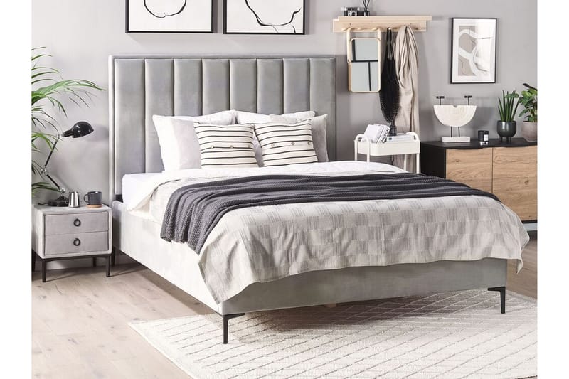 Dubbelsäng med förvaring 180x200 cm SEZANNE - Grå - Möbler - Säng - Säng med förvaring - Dubbelsäng med förvaring