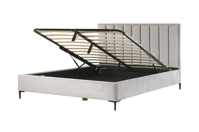 Dubbelsäng med förvaring 180x200 cm SEZANNE - Grå - Möbler - Säng - Säng med förvaring - Dubbelsäng med förvaring