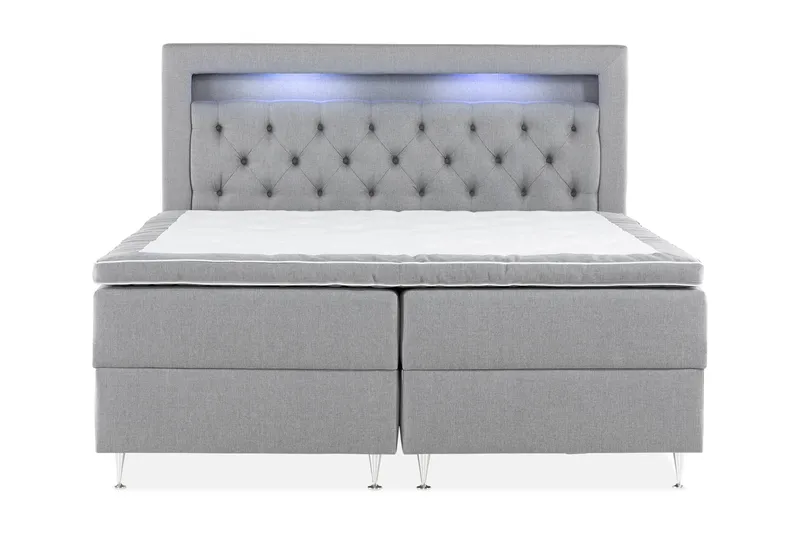 Alessia Förvaringssäng med LED-belysning 160x200 - Grå - Möbler - Säng - Säng med förvaring