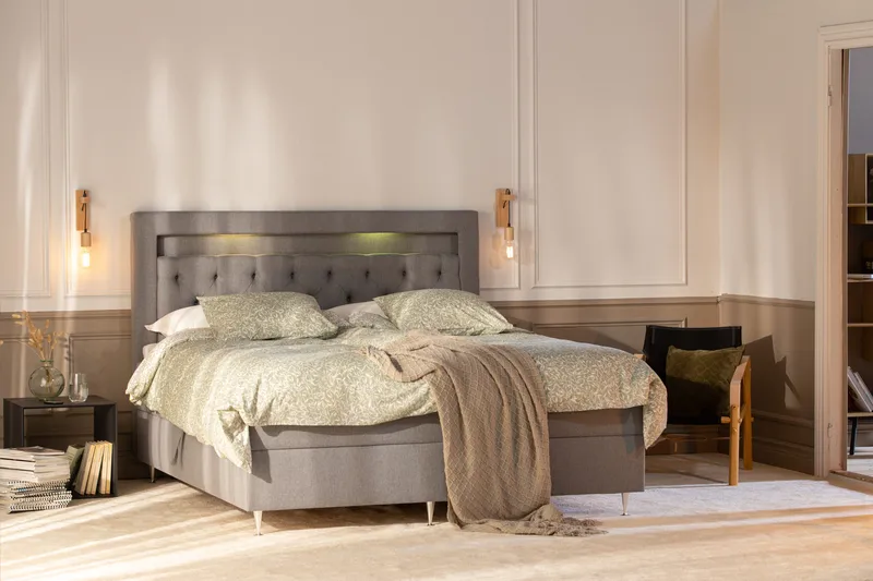 Alessia Förvaringssäng med LED-belysning 160x200 - Grå - Möbler - Säng - Säng med förvaring