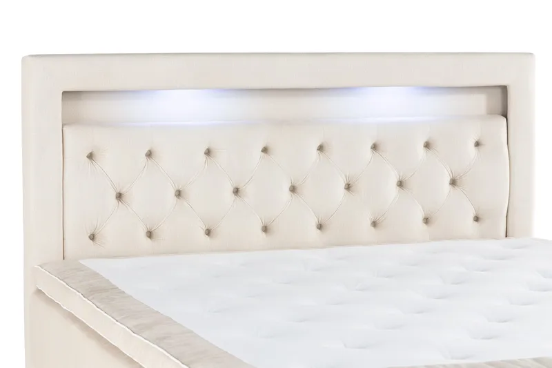 Alessia Komplett Sängpaket med Förvaring LED-belysning 160x200 cm - Biege - Möbler - Säng - Säng med förvaring