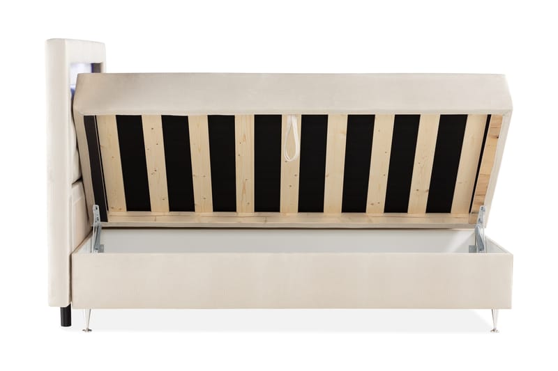 Alessia Komplett Sängpaket med Förvaring LED-belysning 160x200 cm - Biege - Möbler - Säng - Säng med förvaring