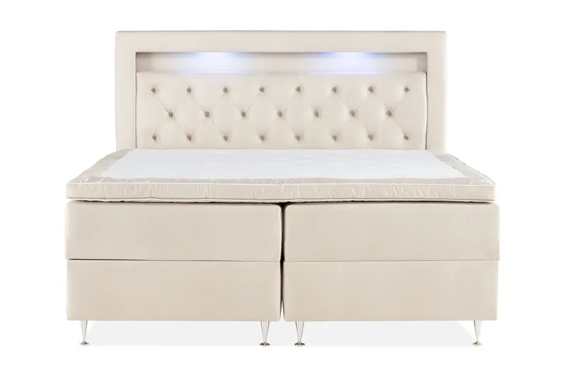 Alessia Komplett Sängpaket med Förvaring LED-belysning 160x200 cm - Biege - Möbler - Säng - Säng med förvaring