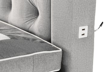 Alessia Komplett Sängpaket med Förvaring LED-belysning 160x200 cm - Ljusgrå - Möbler - Säng - Säng med förvaring