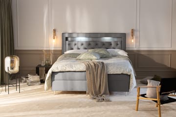 Alessia Komplett Sängpaket med Förvaring LED-belysning 160x200 cm - Ljusgrå - Möbler - Säng - Säng med förvaring