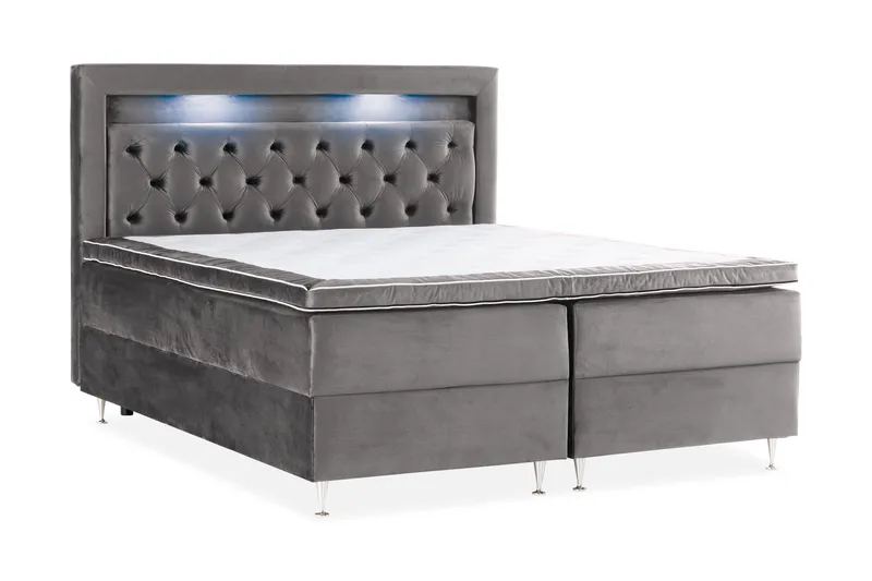 Alessia Komplett Sängpaket med Förvaring LED-belysning 160x200 cm - Mörkgrå - Möbler - Säng - Säng med förvaring