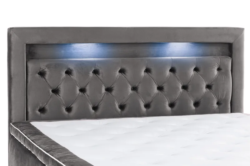 Alessia Komplett Sängpaket med Förvaring LED-belysning 160x200 cm - Mörkgrå - Möbler - Säng - Säng med förvaring