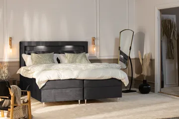 Alessia Komplett Sängpaket med Förvaring LED-belysning 160x200 cm - Mörkgrå - Möbler - Säng - Säng med förvaring