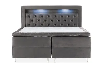 Alessia Komplett Sängpaket med Förvaring LED-belysning 160x200 cm - Mörkgrå - Möbler - Säng - Säng med förvaring