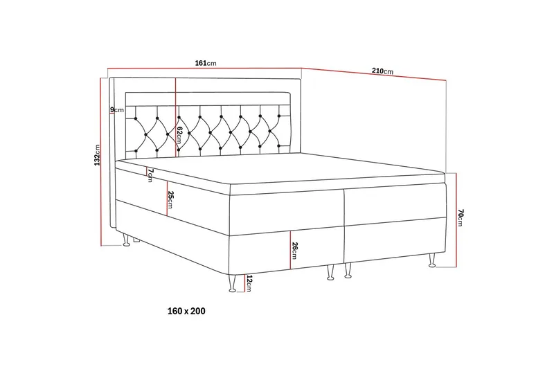 Alessia Komplett Sängpaket med Förvaring LED-belysning 160x200 cm - Mörkgrå - Möbler - Säng - Säng med förvaring