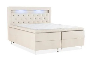 Alessia Komplett Sängpaket med Förvaring LED-belysning 180x200 cm - Beige - Möbler - Säng - Säng med förvaring