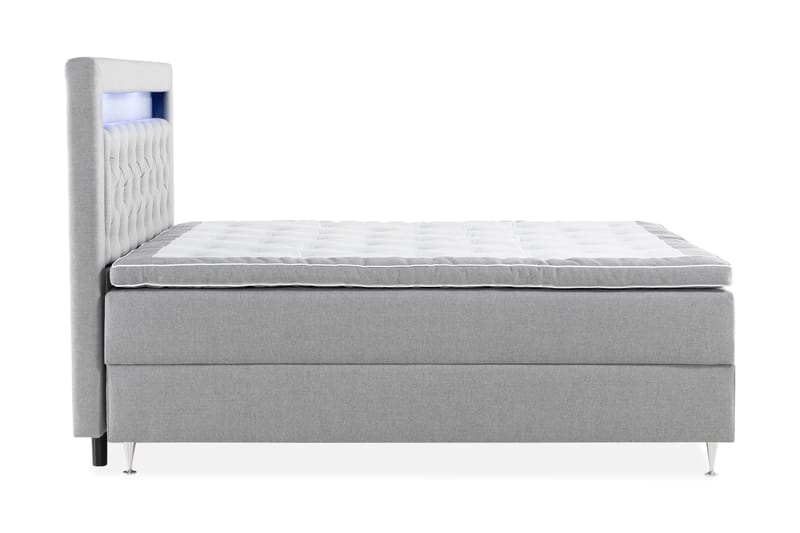 Alessia Komplett Sängpaket med Förvaring LED-belysning 180x200 cm - Grå - Möbler - Säng - Säng med förvaring