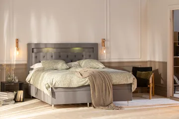 Alessia Komplett Sängpaket med Förvaring LED-belysning 180x200 cm - Grå - Möbler - Säng - Säng med förvaring