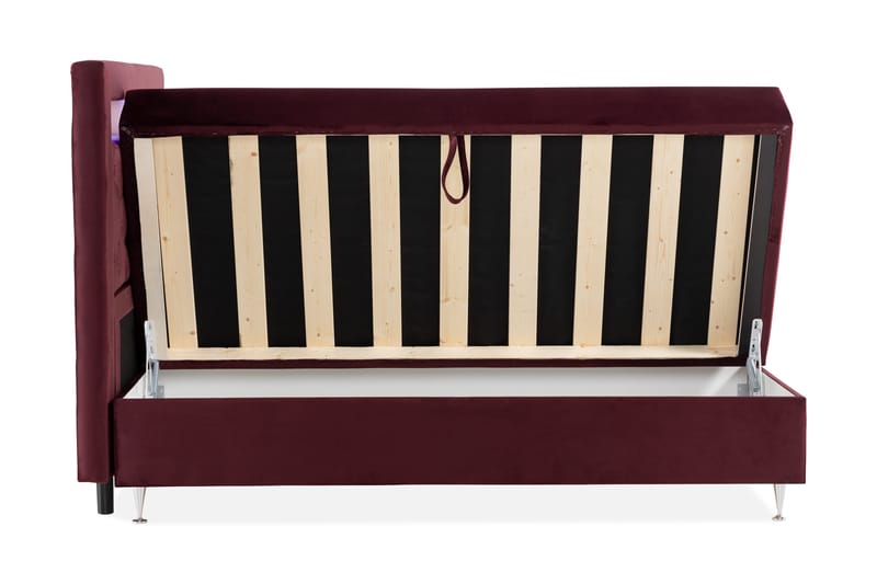 Alessia Komplett Sängpaket med Förvaring LED-belysning 180x200 cm - Röd - Möbler - Säng - Säng med förvaring