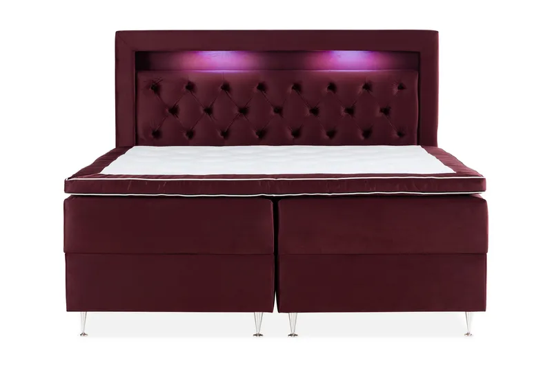 Alessia Komplett Sängpaket med Förvaring LED-belysning 180x200 cm - Röd - Möbler - Säng - Säng med förvaring