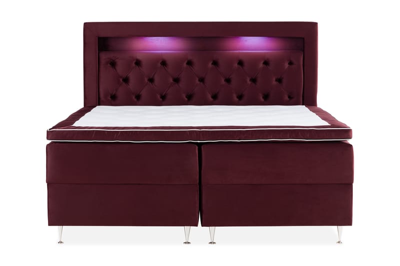 Alessia Komplett Sängpaket med Förvaring LED-belysning 180x200 cm - Röd - Möbler - Säng - Säng med förvaring
