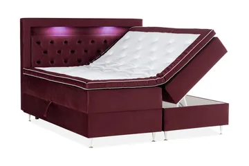 Alessia Komplett Sängpaket med Förvaring LED-belysning 180x200 cm - Röd - Möbler - Säng - Säng med förvaring