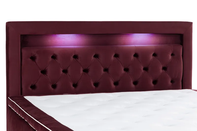 Alessia Komplett Sängpaket med Förvaring LED-belysning 180x200 cm - Röd - Möbler - Säng - Säng med förvaring
