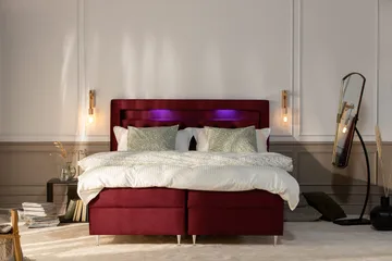 Alessia Komplett Sängpaket med Förvaring LED-belysning 180x200 cm - Röd - Möbler - Säng - Säng med förvaring