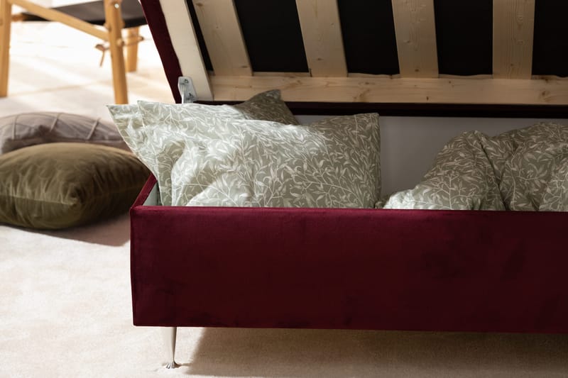 Alessia Komplett Sängpaket med Förvaring LED-belysning 180x200 cm - Röd - Möbler - Säng - Säng med förvaring