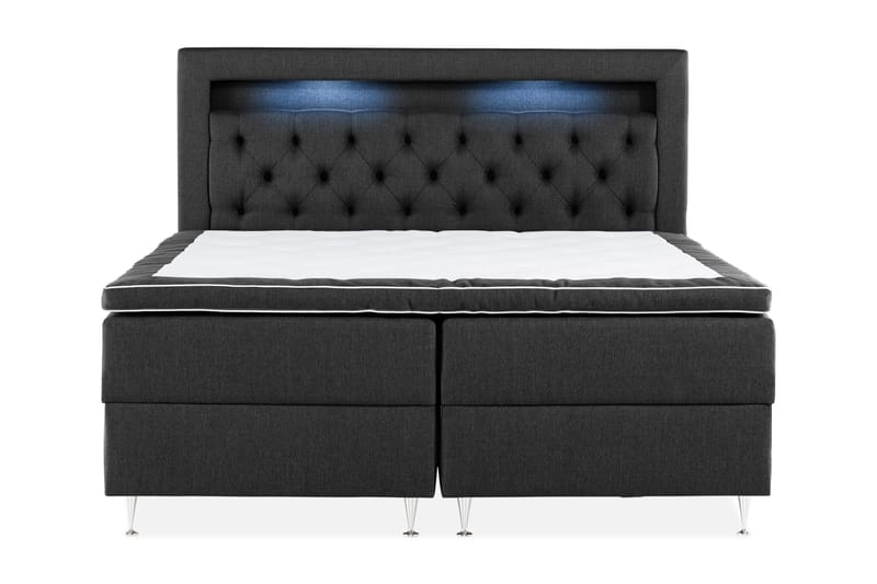 Alessia Komplett Sängpaket med Förvaring LED-belysning 180x200 cm, Svart