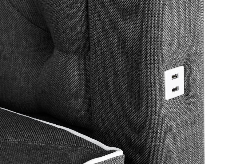 Alessia Komplett Sängpaket med Förvaring LED-belysning 180x200 cm - Svart - Möbler - Säng - Säng med förvaring