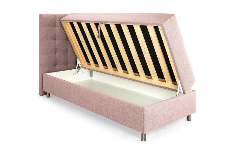 Box Bed Suset 90x200 - Rosa - Dubbelsäng med förvaring - Säng med förvaring