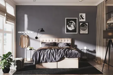 Boxy Box Bed 160x200 cm - Beige - Möbler - Säng - Säng med förvaring