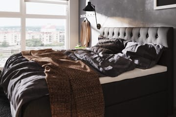Boxy Kontinentalsäng 180x200 cm i Tyg med Bäddmadrass - Svart - Möbler - Säng - Säng med förvaring