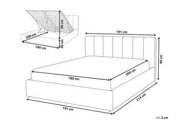 Dreuxa Förvaringssäng 180x200 cm - Ljusgrå - Möbler - Säng - Säng med förvaring