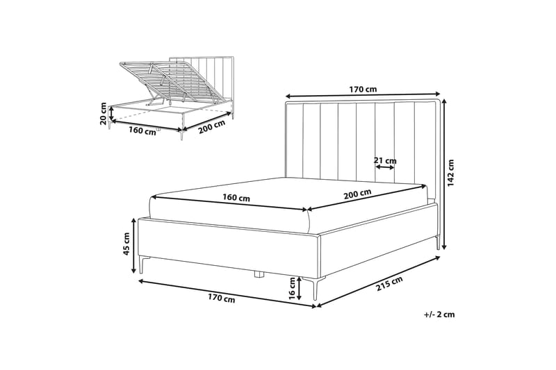 Dubbelsäng med förvaring 160x200 cm SEZANNE - Blå - Möbler - Säng - Säng med förvaring - Dubbelsäng med förvaring