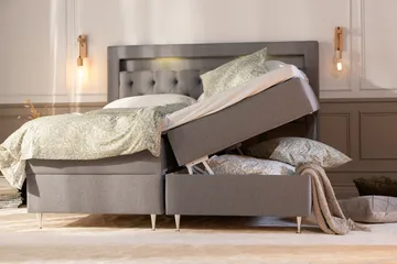 Förvaringssäng Alessia med LED-belysning 160x200 - Grå - Möbler - Säng - Säng med förvaring