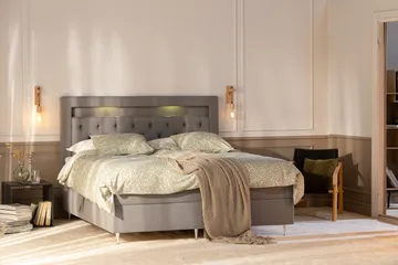 Förvaringssäng Alessia med LED-belysning 160x200 - Grå - Möbler - Säng - Säng med förvaring